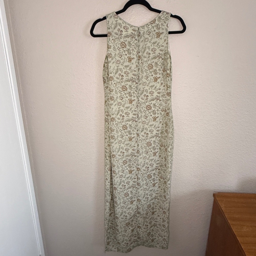 Vintage 90s Forest Fairy Granola Boho Cottage Green Floral Maxi Dress Womens 2 - Picture 2 of 8